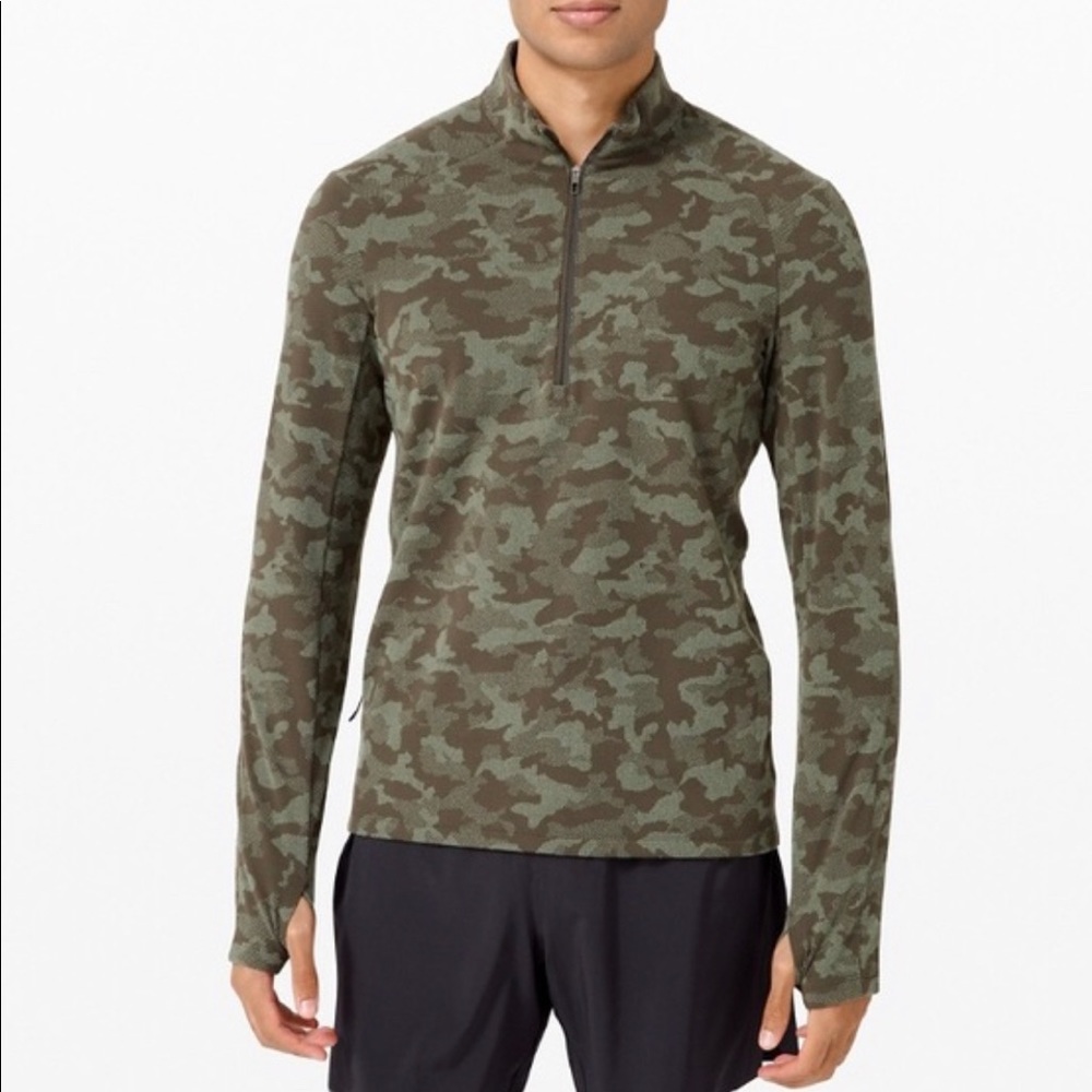 Lululemon Green Camo Surge Jaquard Pullover Jacket Size Medium